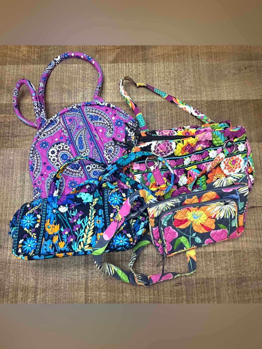Vera Bradley Bright Multi-Color Quilted Floral & Paisley Tote Collection